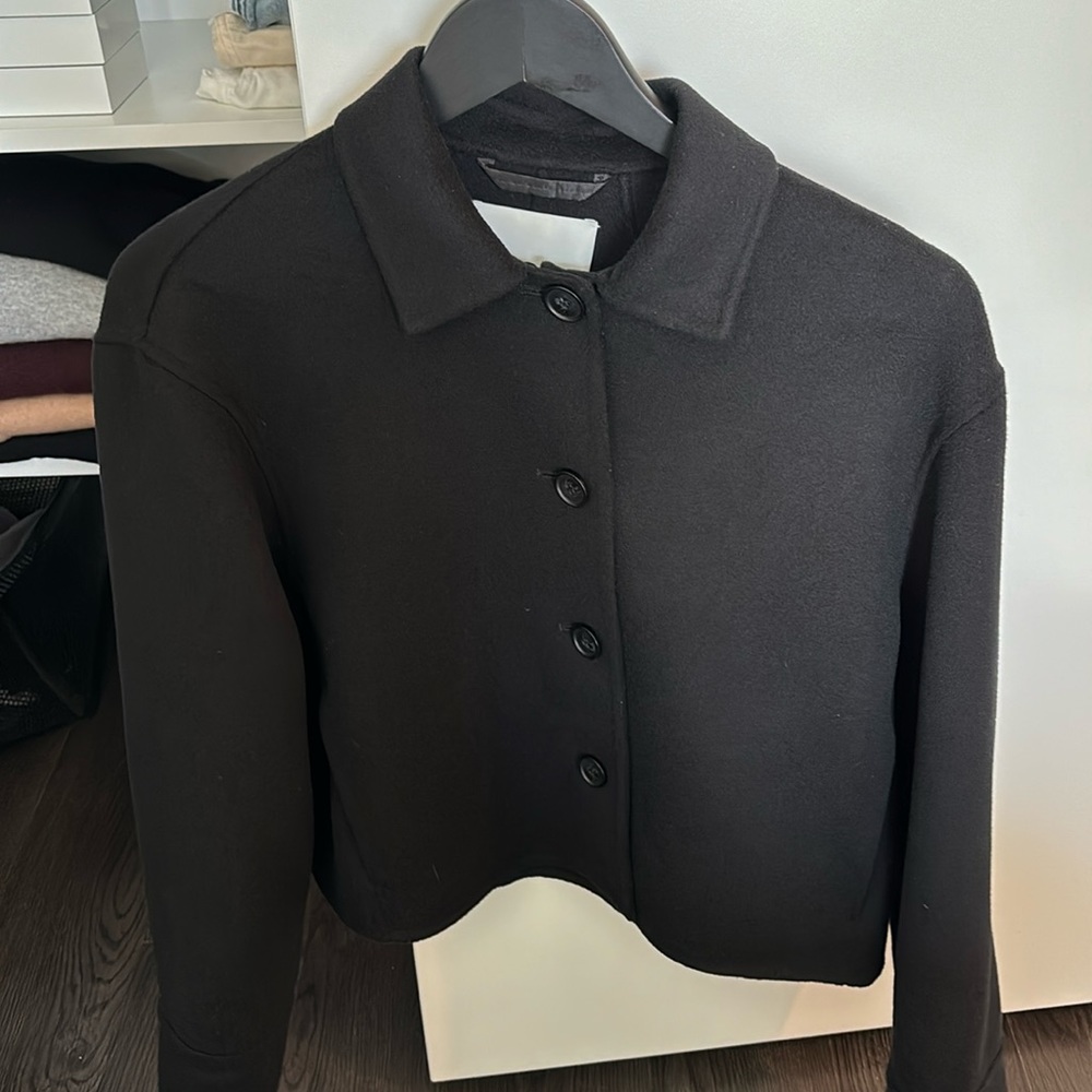 COS Double Face Boxy Wool Jacket in Black